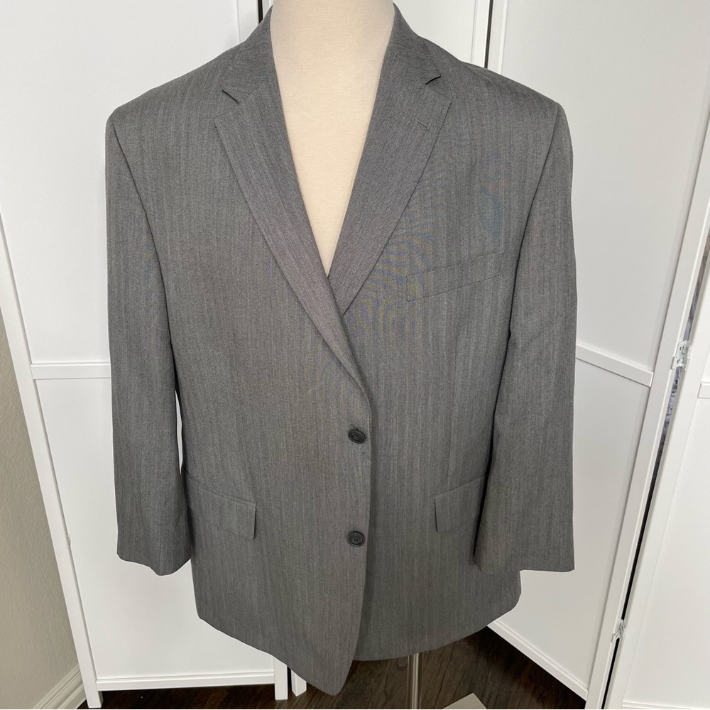 Haggar Suit Up System Men Gray Blazer Sport Coat 48R Polyester Blend